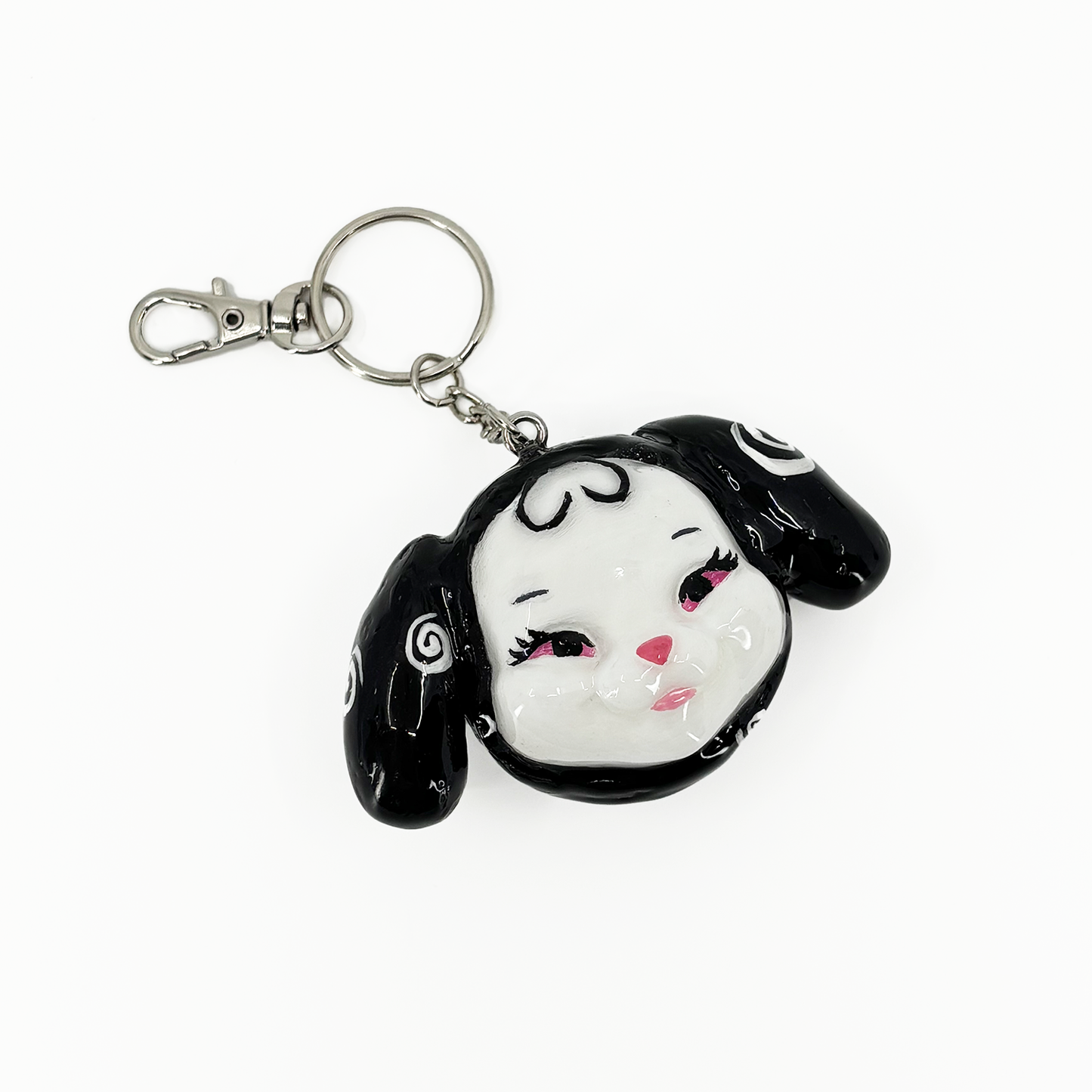 Black Swirly Bunny Keychain