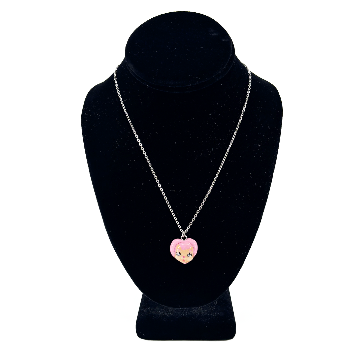 Pink Kitten Heart Necklace
