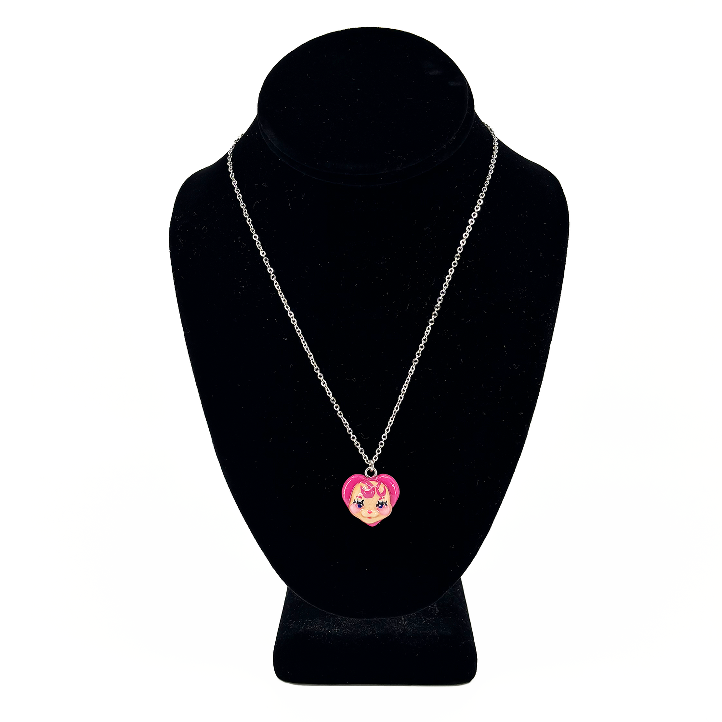 Pink Heart Bunny Necklace