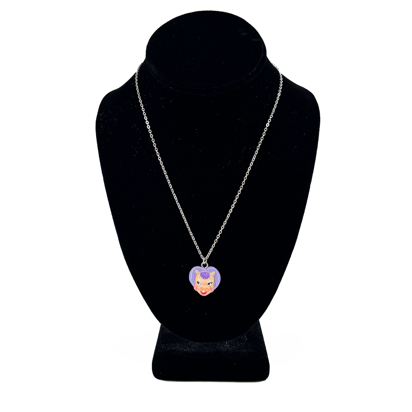 Lavender Cow Heart Necklace