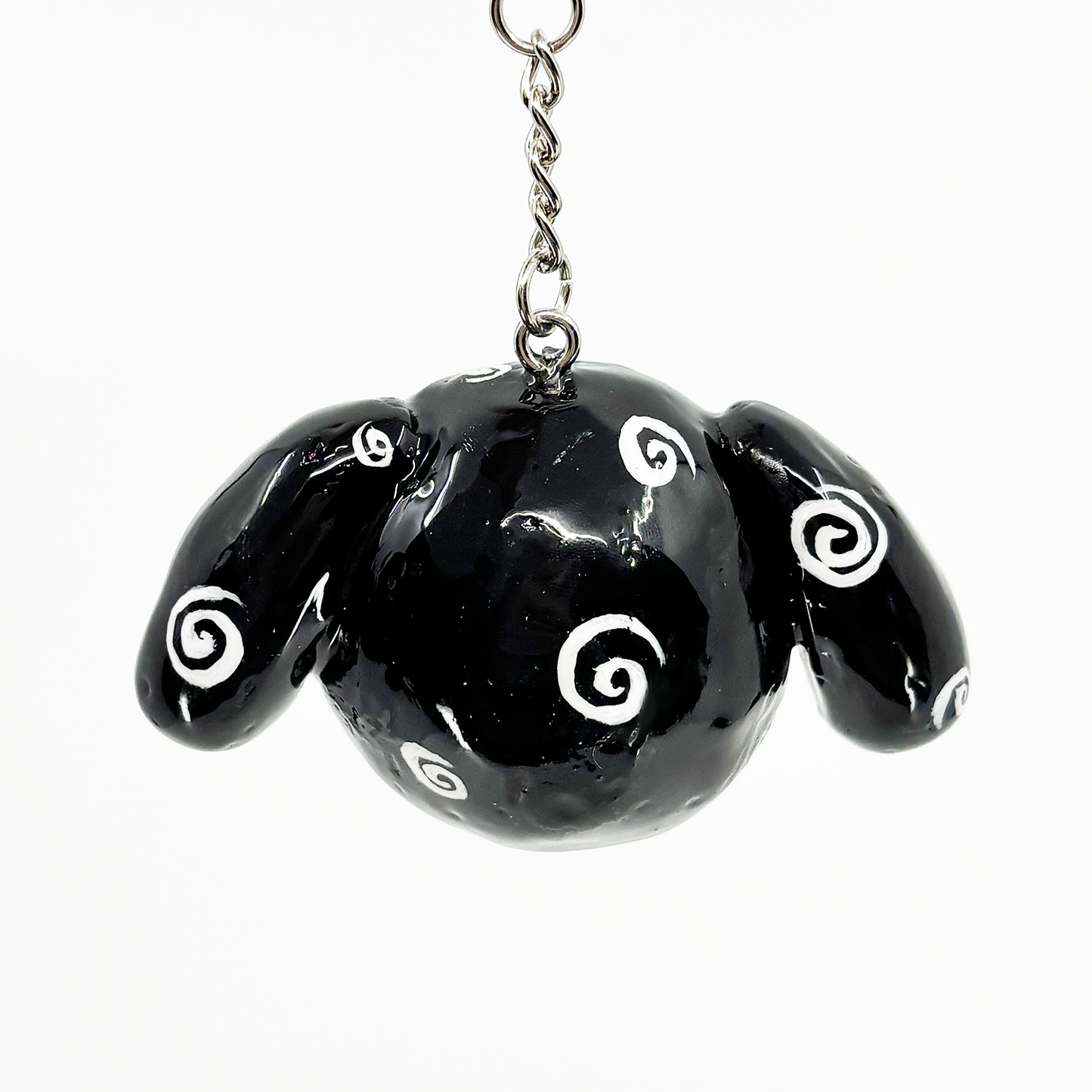 Black Swirly Bunny Keychain