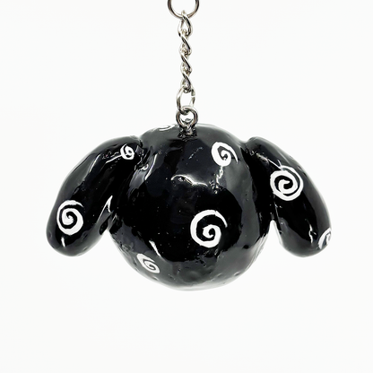 Black Swirly Bunny Keychain