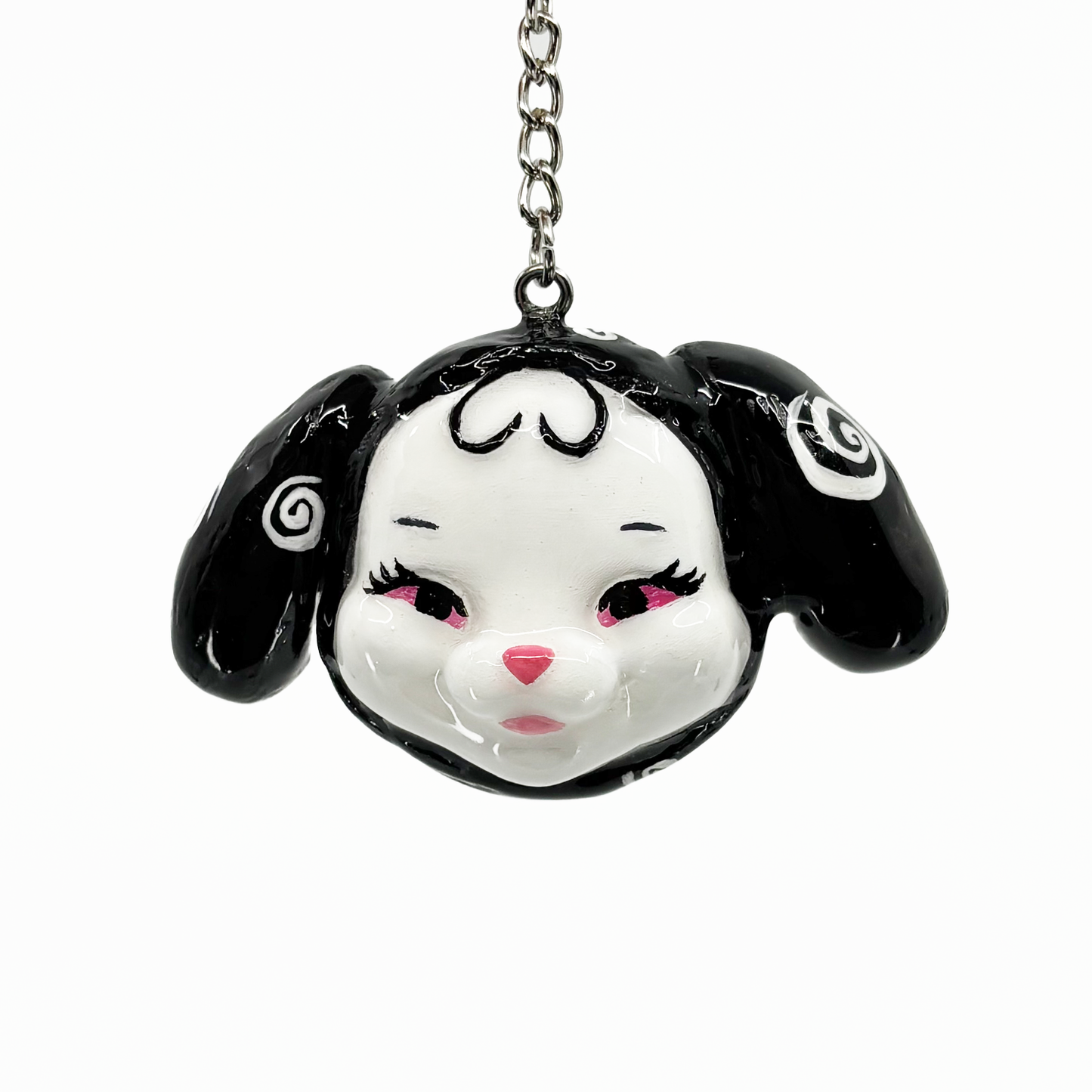 Black Swirly Bunny Keychain