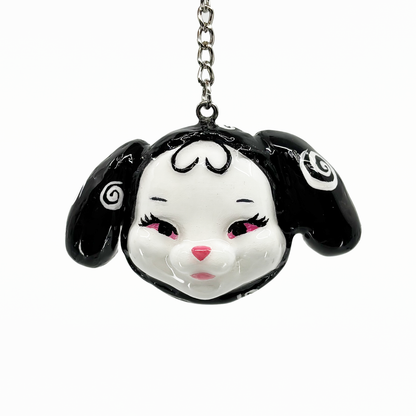 Black Swirly Bunny Keychain