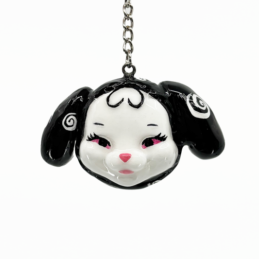Black Swirly Bunny Keychain