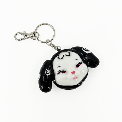 Black Swirly Bunny Keychain