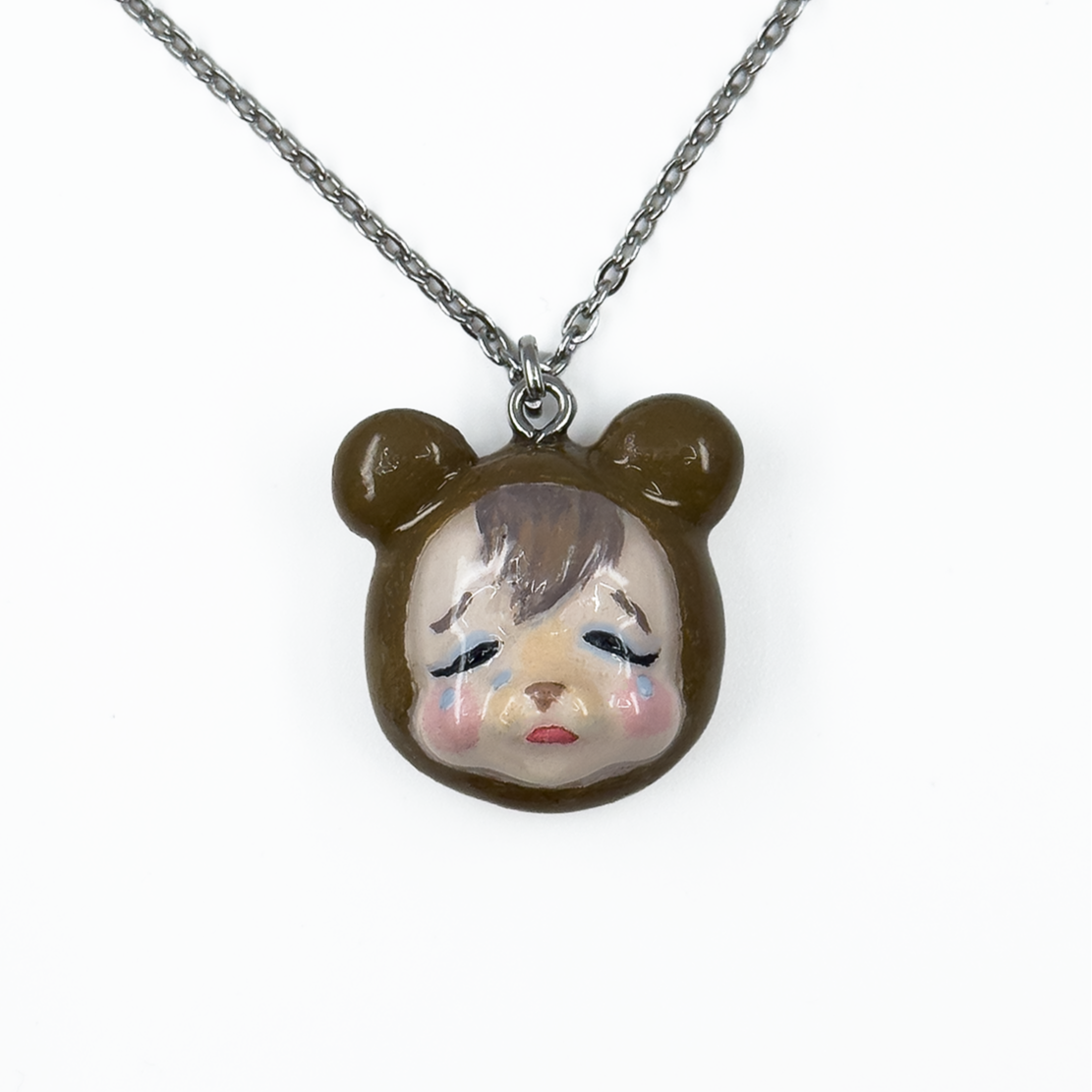 Crying Brown Bear Necklace