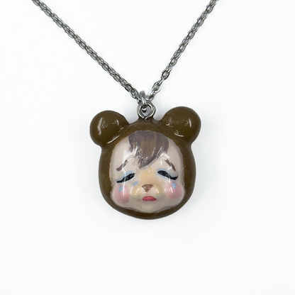 Crying Brown Bear Necklace