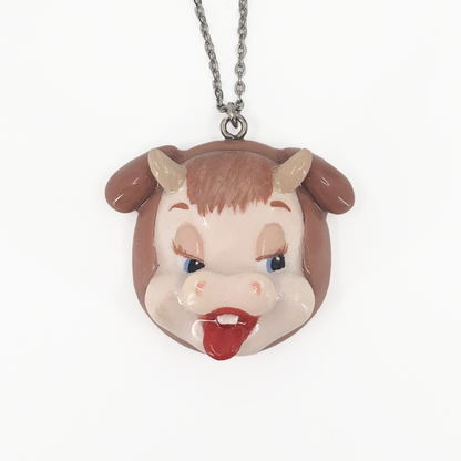 Large Brown Cow Necklace