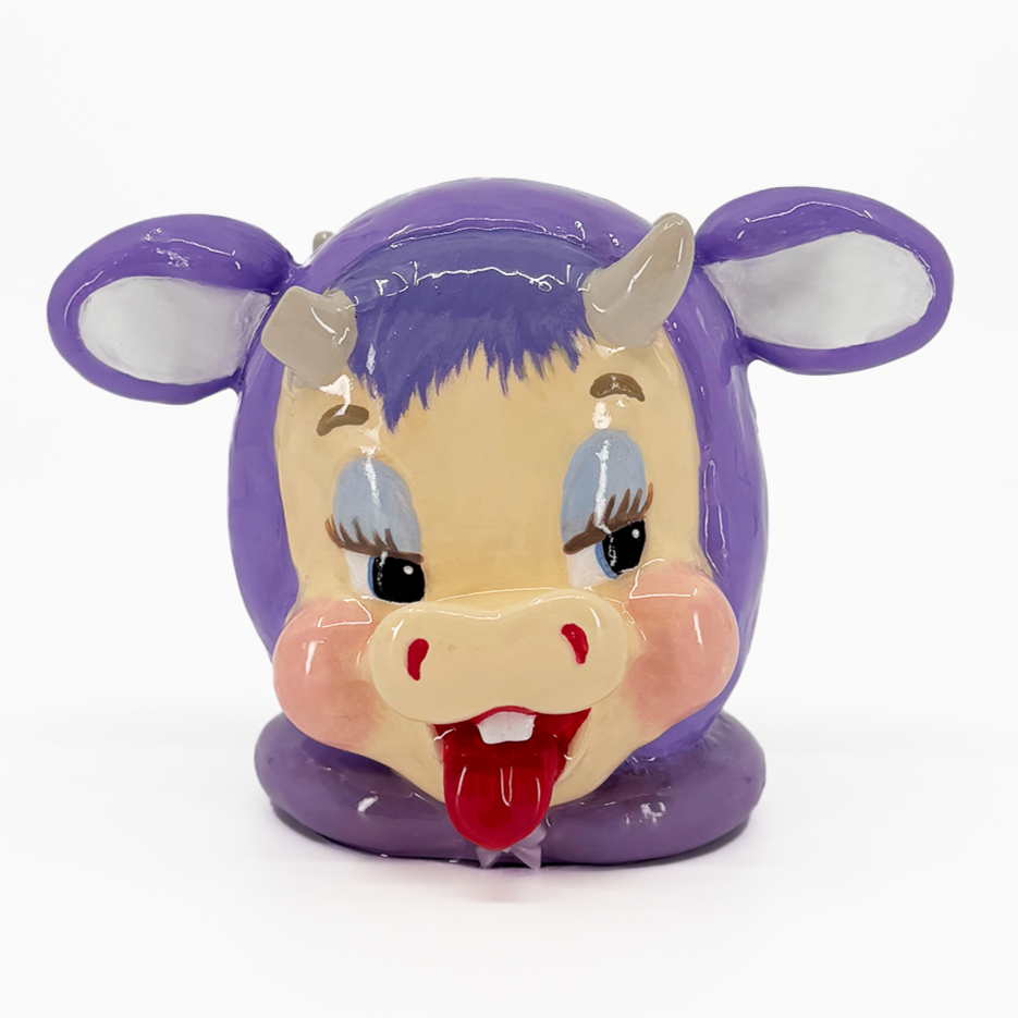 Two-Faced Lavender Cow Bust