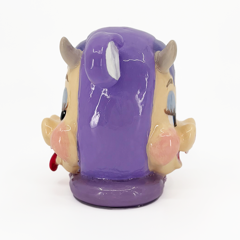 Two-Faced Lavender Cow Bust