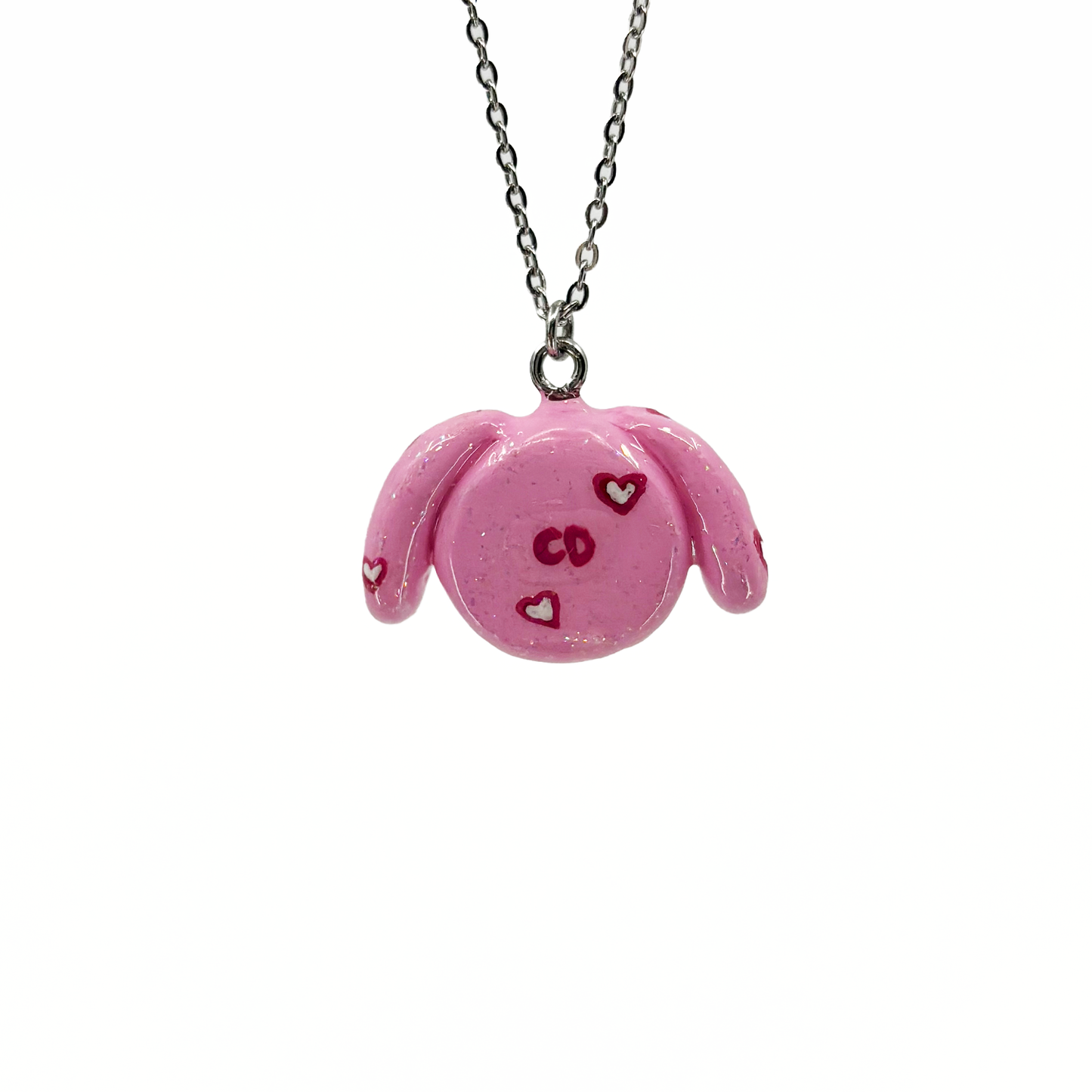 Glitter Heart Bunny Necklace