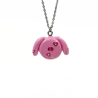 Glitter Heart Bunny Necklace