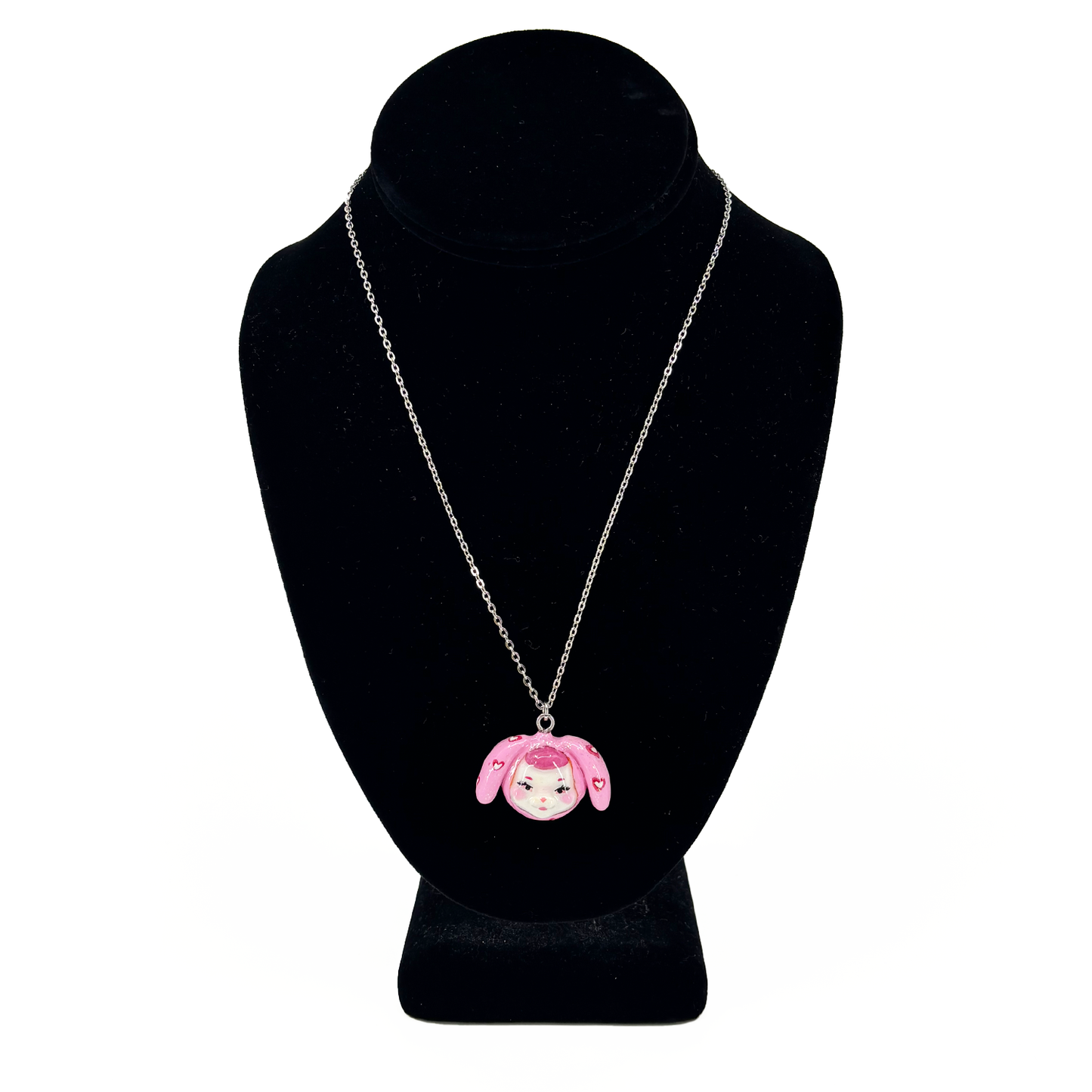 Glitter Heart Bunny Necklace