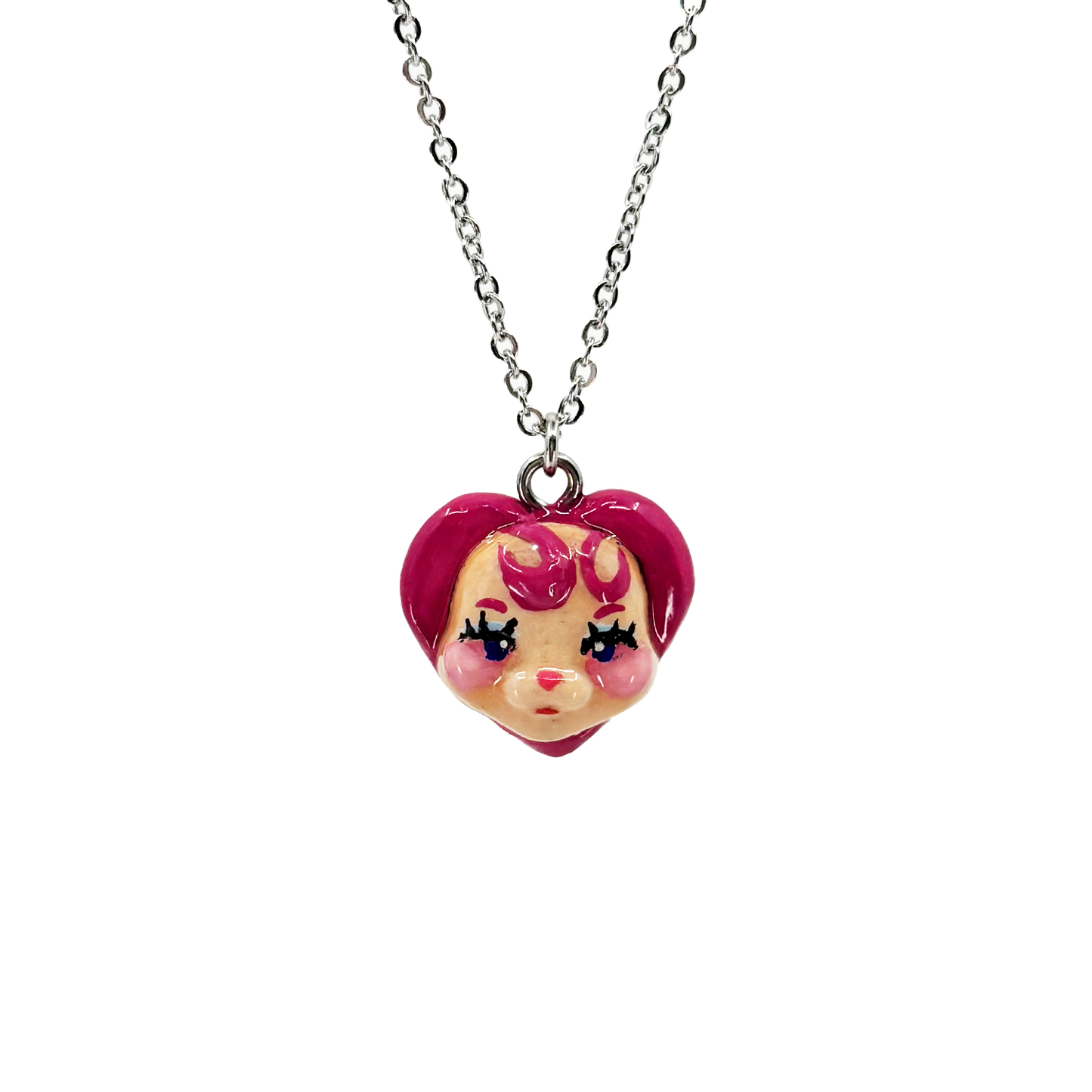 Pink Heart Bunny Necklace
