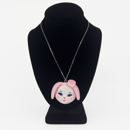 Large Pink Bunny Necklace