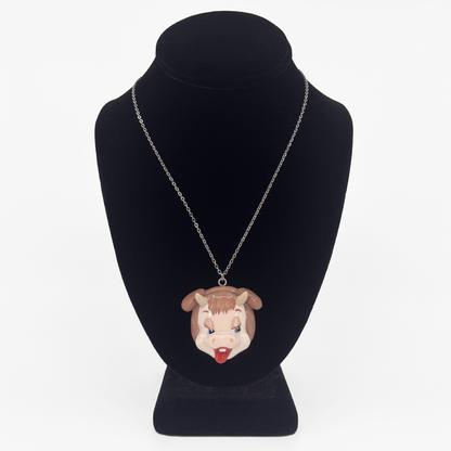 Large Brown Cow Necklace