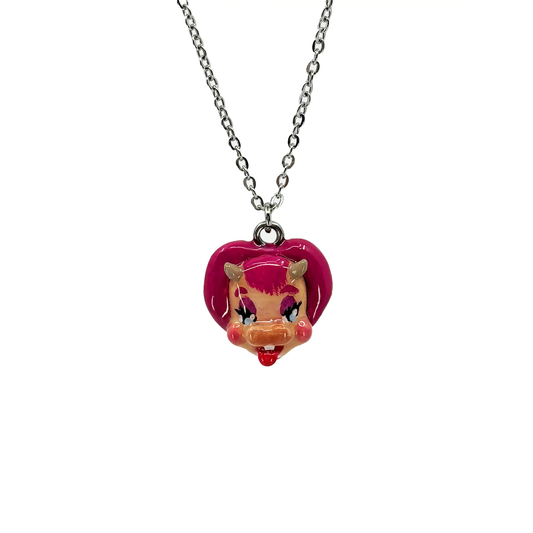 Pink Cow Heart Necklace