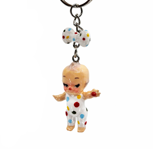 Polka Dot Clown Baby Keychain
