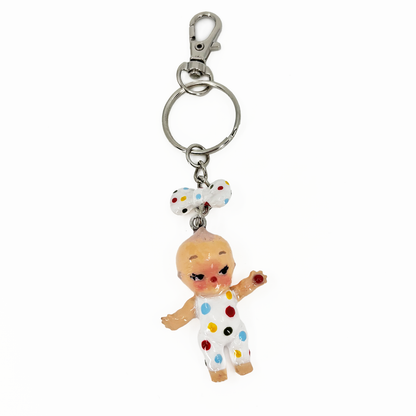 Polka Dot Clown Baby Keychain