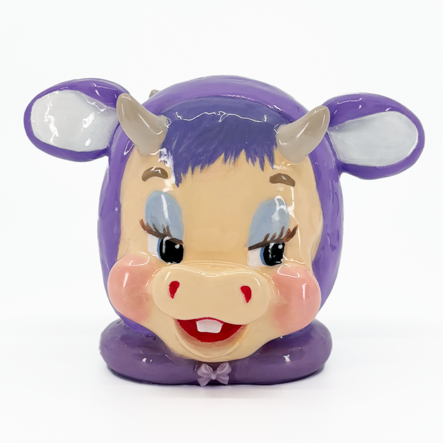 Two-Faced Lavender Cow Bust